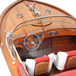 Homeroots 15" Solid Wood Hand Painted Riva Aquarama Speedboat Exclusive Display Case Edition Model Boat  Solid Wood 402237