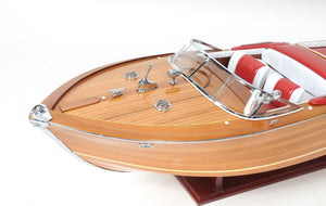 Homeroots 15" Solid Wood Hand Painted Riva Aquarama Speedboat Exclusive Display Case Edition Model Boat  Solid Wood 402237