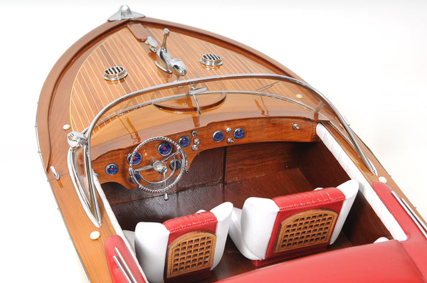 Homeroots 15" Solid Wood Hand Painted Riva Aquarama Speedboat Exclusive Display Case Edition Model Boat  Solid Wood 402237