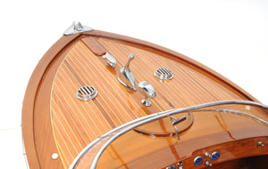 Homeroots 15" Solid Wood Hand Painted Riva Aquarama Speedboat Exclusive Display Case Edition Model Boat  Solid Wood 402237