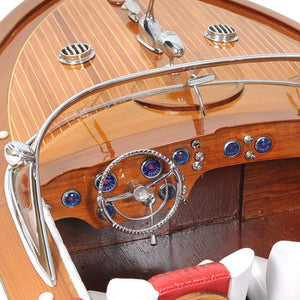 Homeroots 15" Solid Wood Hand Painted Riva Aquarama Speedboat Exclusive Display Case Edition Model Boat  Solid Wood 402237