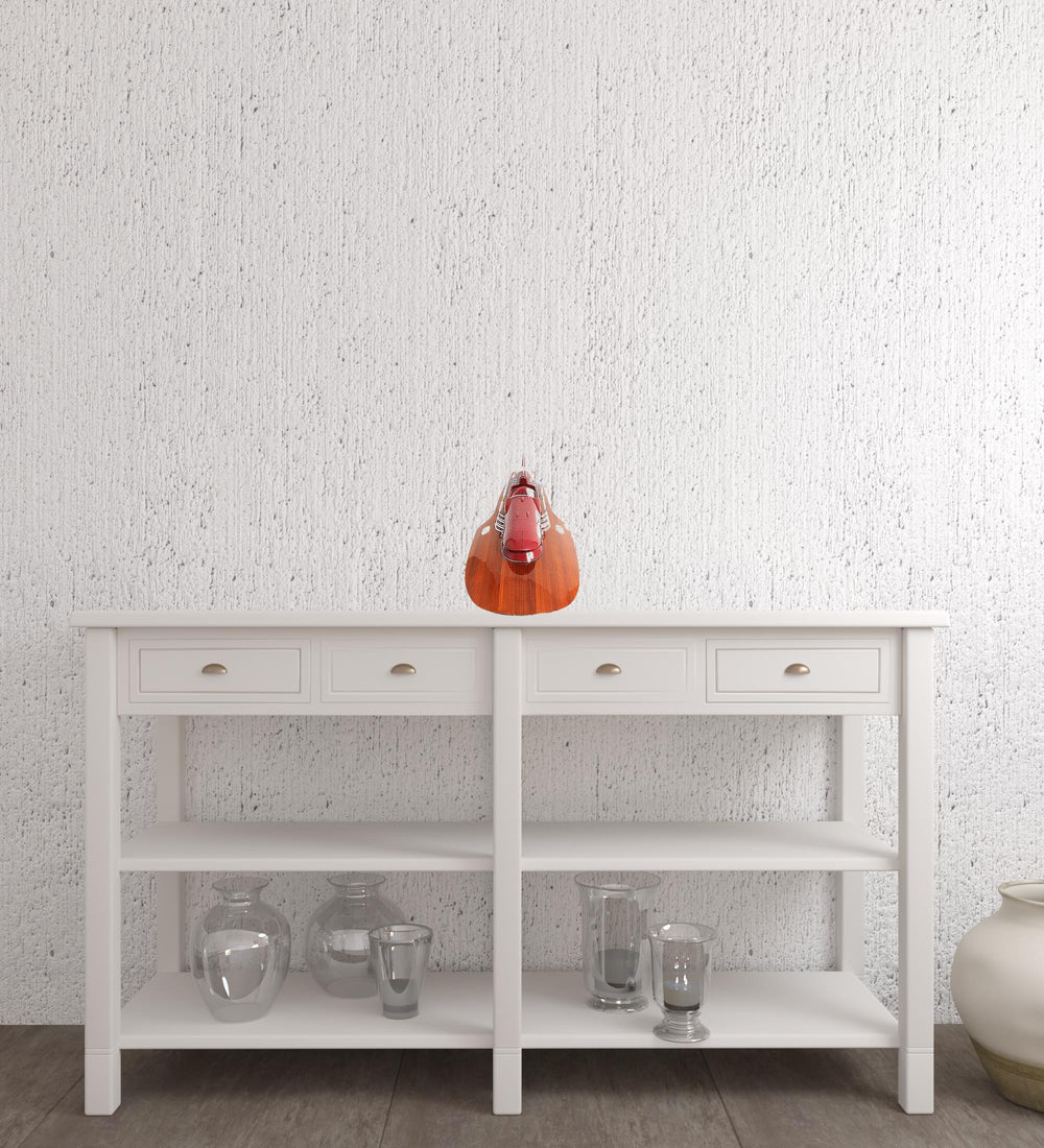 Homeroots 10" Wood Brown Ferrary Hydroplane Rc Ready Boat Hand Painted Decorative Boat  Solid Wood 402238