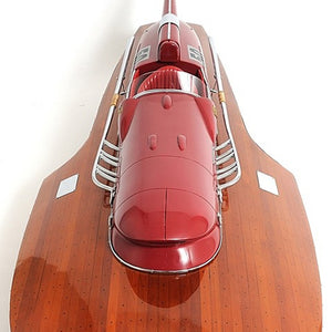 Homeroots 10" Wood Brown Ferrary Hydroplane Rc Ready Boat Hand Painted Decorative Boat  Solid Wood 402238