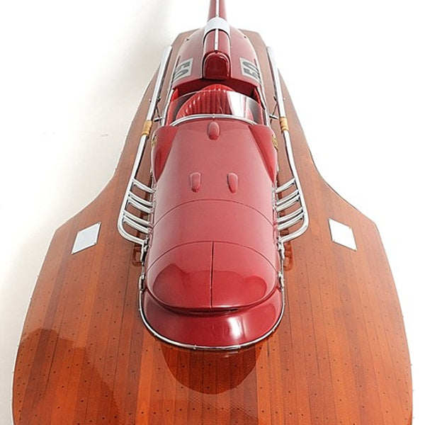 Homeroots 10" Wood Brown Ferrary Hydroplane Rc Ready Boat Hand Painted Decorative Boat  Solid Wood 402238