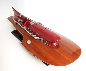 Homeroots 10" Wood Brown Ferrary Hydroplane Rc Ready Boat Hand Painted Decorative Boat  Solid Wood 402238