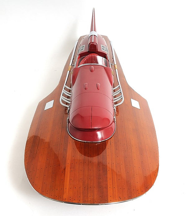 Homeroots 10" Wood Brown Ferrary Hydroplane Rc Ready Boat Hand Painted Decorative Boat  Solid Wood 402238