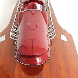 Homeroots 10" Wood Brown Ferrary Hydroplane Rc Ready Boat Hand Painted Decorative Boat  Solid Wood 402238