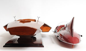 Homeroots 10" Wood Brown Ferrary Hydroplane Rc Ready Boat Hand Painted Decorative Boat  Solid Wood 402238