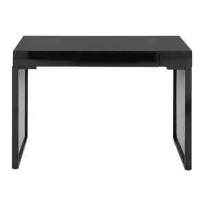 English Elm Upholstered Writing Desk with Silver Velvet Panels Black Steel Base and Dark Wood Top B202P471627