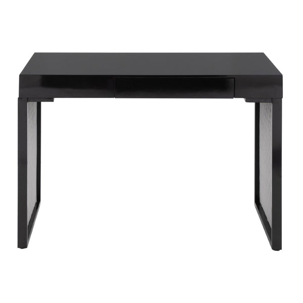 English Elm Upholstered Writing Desk with Silver Velvet Panels Black Steel Base and Dark Wood Top B202P471627