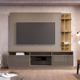 Pomander 71.49 Free Standing Entertainment Center in Grey Gloss 402251 Manhattan Comfort