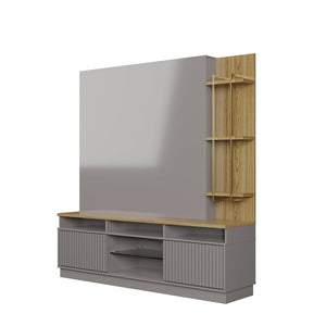 Pomander 71.49 Free Standing Entertainment Center in Grey Gloss 402251 Manhattan Comfort