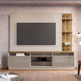 Pomander 71.49 Free Standing Entertainment Center in Off White Gloss 402252 Manhattan Comfort