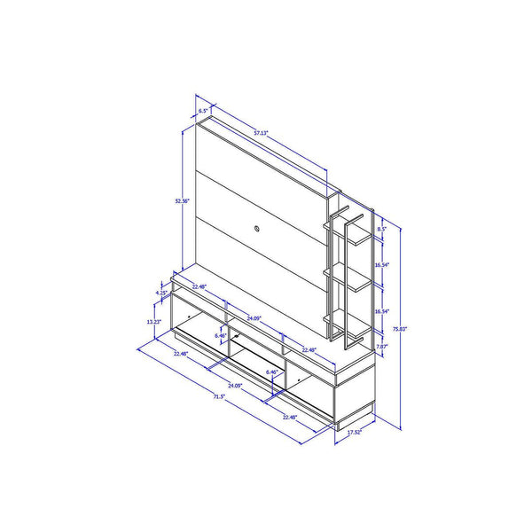 Pomander 71.49 Free Standing Entertainment Center in Off White Gloss 402252 Manhattan Comfort