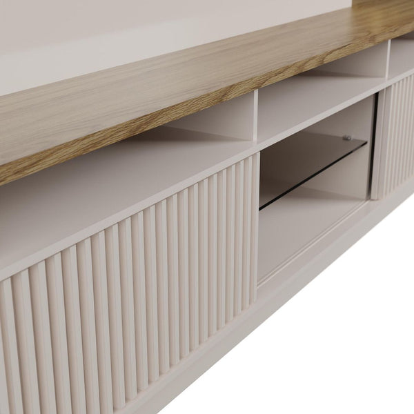 Pomander 71.49 Free Standing Entertainment Center in Off White Gloss 402252 Manhattan Comfort