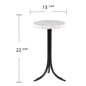 HomeRoots 23" Chic Black and White Marble Round End Table with Durable Metal Frame for Stylish Decor Integration 402257