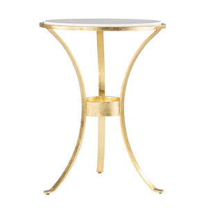 HomeRoots 23" Gold Marble End Table with Iron Legs - Chic Round Design for Small Spaces & Elegant Decor 402258