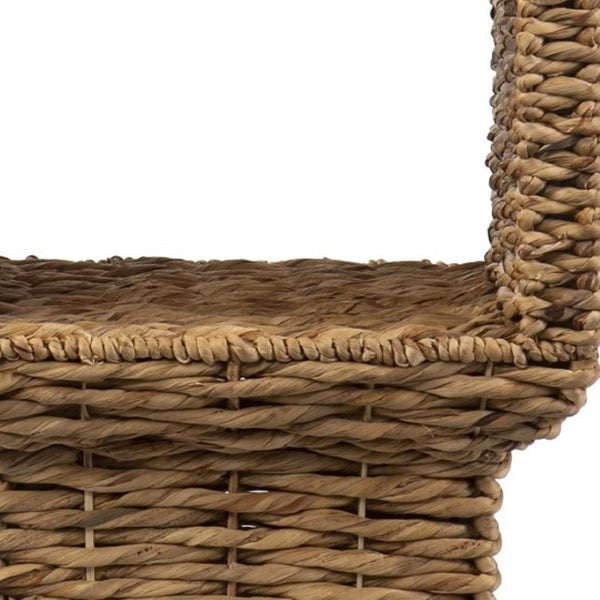 HomeRoots 23" Brown Rattan Wicker Square End Table with Clear Glass Top - Bohemian-Modern Accent Piece 402262