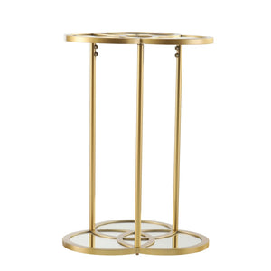HomeRoots 22" Gold Mirrored Glass Three Circle End Table – Modern Glamour for Small Spaces, Stylish Décor Accent 402264