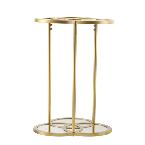 HomeRoots 22" Gold Mirrored Glass Three Circle End Table – Modern Glamour for Small Spaces, Stylish Décor Accent 402264