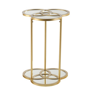 HomeRoots 22" Gold Mirrored Glass Three Circle End Table – Modern Glamour for Small Spaces, Stylish Décor Accent 402264