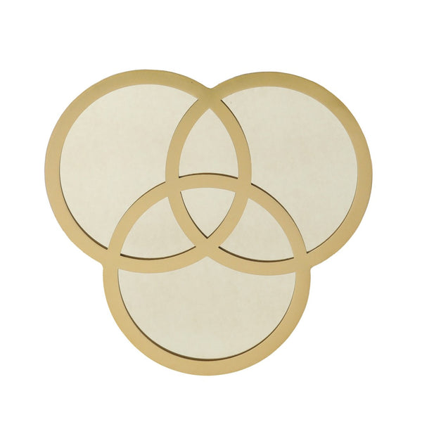 HomeRoots 22" Gold Mirrored Glass Three Circle End Table – Modern Glamour for Small Spaces, Stylish Décor Accent 402264