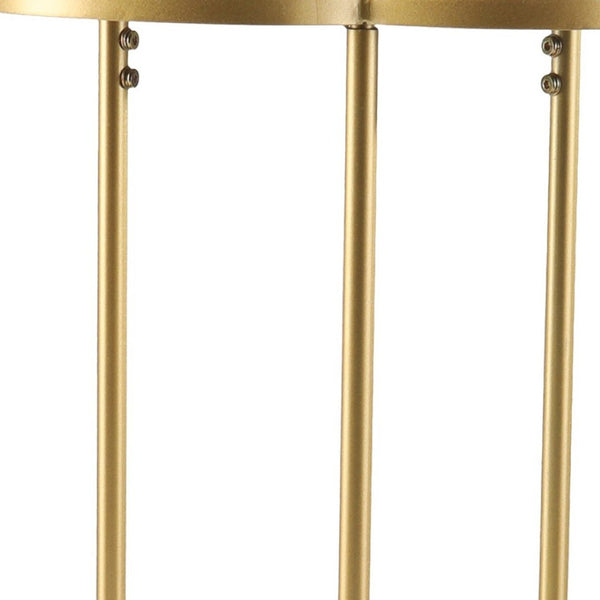 HomeRoots 22" Gold Mirrored Glass Three Circle End Table – Modern Glamour for Small Spaces, Stylish Décor Accent 402264