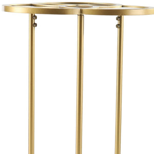 HomeRoots 22" Gold Mirrored Glass Three Circle End Table – Modern Glamour for Small Spaces, Stylish Décor Accent 402264