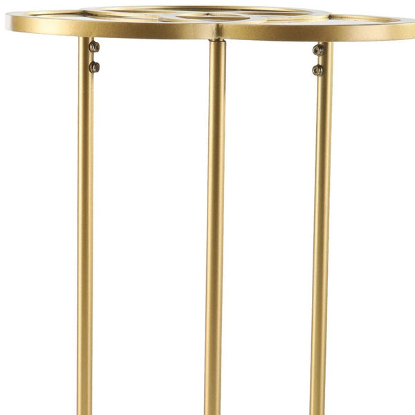 HomeRoots 22" Gold Mirrored Glass Three Circle End Table – Modern Glamour for Small Spaces, Stylish Décor Accent 402264
