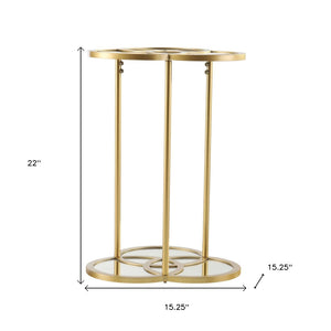 HomeRoots 22" Gold Mirrored Glass Three Circle End Table – Modern Glamour for Small Spaces, Stylish Décor Accent 402264