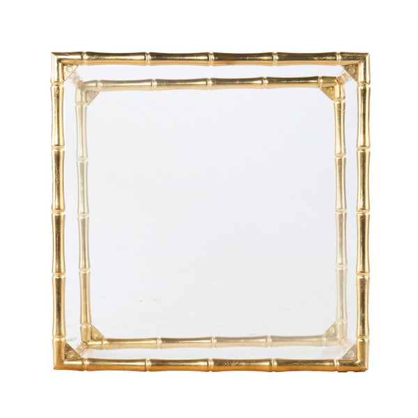 Homeroots 23" Gold Glass Top Square End Table With Shelf   402265