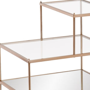 HomeRoots 24" Glamorous Gold & Clear Glass Tiered End Table for Chic Storage & Stylish Display Options 402266