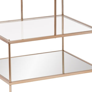 HomeRoots 24" Glamorous Gold & Clear Glass Tiered End Table for Chic Storage & Stylish Display Options 402266