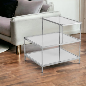 Homeroots 24" Silver And Clear Glass Mirrored End Table   402268