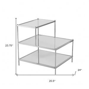 Homeroots 24" Silver And Clear Glass Mirrored End Table   402268