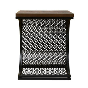 Homeroots 19" Black And Brown Wood And Iron End Table   402271