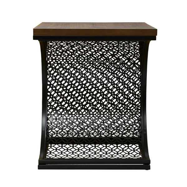 Homeroots 19" Black And Brown Wood And Iron End Table   402271