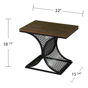 Homeroots 19" Black And Brown Wood And Iron End Table   402271