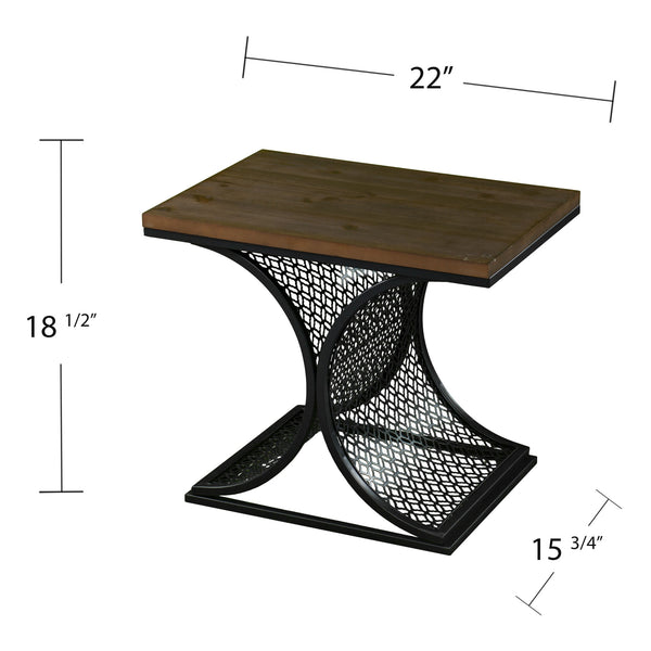 Homeroots 19" Black And Brown Wood And Iron End Table   402271