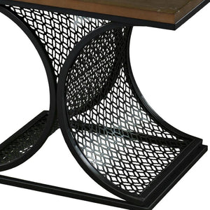 HomeRoots 19" Black Iron and Brown Wood End Table - Stylish Modern-Industrial Accent for Versatile Spaces 402271