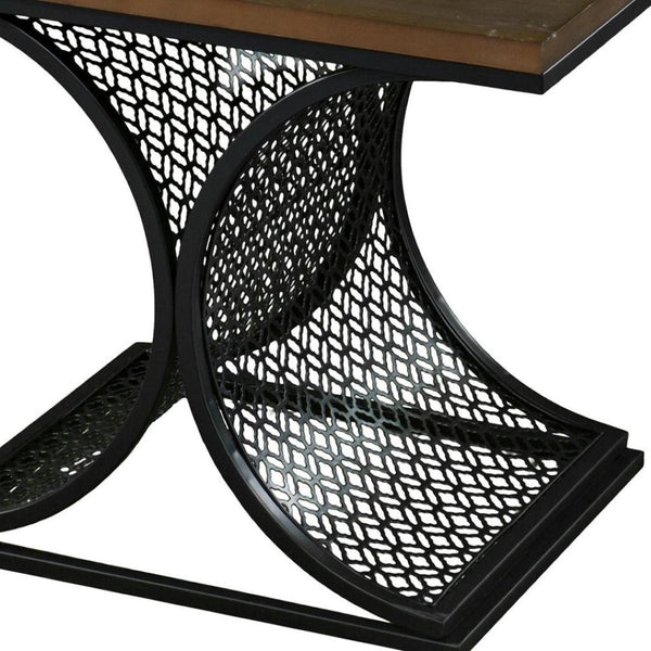 HomeRoots 19" Black Iron and Brown Wood End Table - Stylish Modern-Industrial Accent for Versatile Spaces 402271