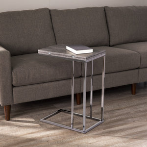 Homeroots 25" Silver And Gray Expandable Rectangular End Table   402273