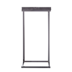 Homeroots 25" Silver And Gray Expandable Rectangular End Table   402273