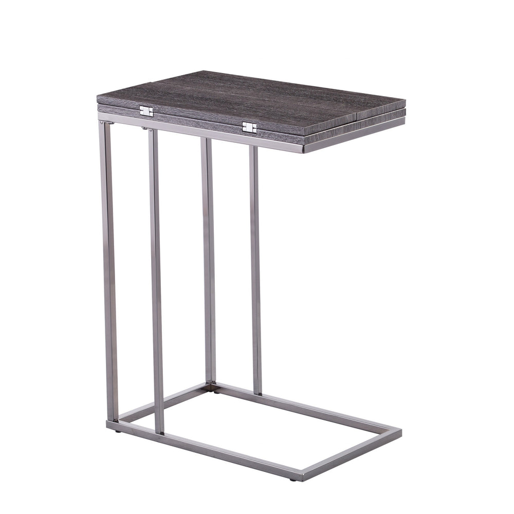 Homeroots 25" Silver And Gray Expandable Rectangular End Table   402273