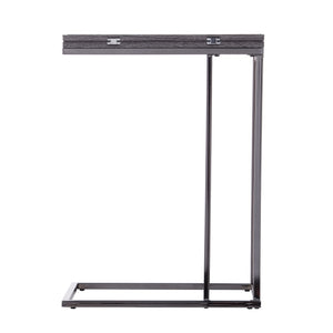 Homeroots 25" Silver And Gray Expandable Rectangular End Table   402273