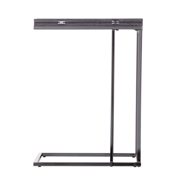 Homeroots 25" Silver And Gray Expandable Rectangular End Table   402273