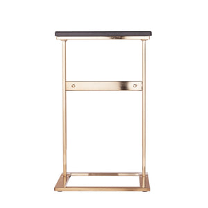 HomeRoots 24" Gold and Black Modern C-Shape End Table - Versatile Snack, Nightstand, or Side Table for Small Spaces 402274