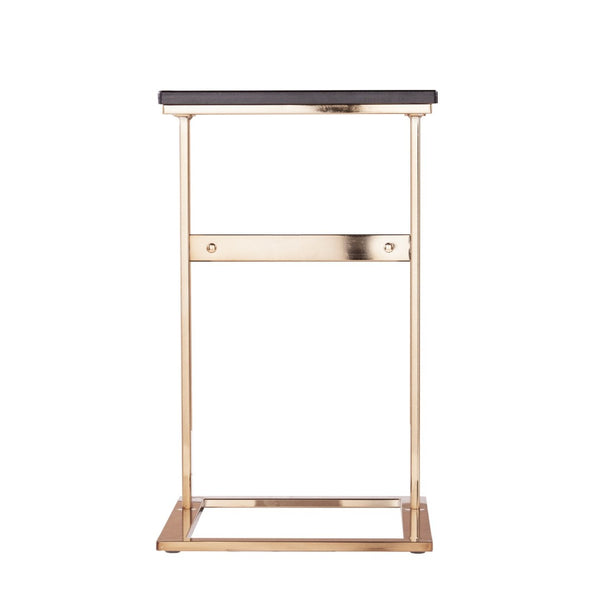 HomeRoots 24" Gold and Black Modern C-Shape End Table - Versatile Snack, Nightstand, or Side Table for Small Spaces 402274