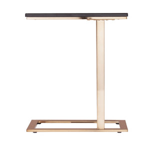 HomeRoots 24" Gold and Black Modern C-Shape End Table - Versatile Snack, Nightstand, or Side Table for Small Spaces 402274