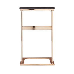 HomeRoots 24" Gold and Black Modern C-Shape End Table - Versatile Snack, Nightstand, or Side Table for Small Spaces 402274